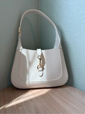 Amazon Cream Shoulder Bag with Gold Hardware